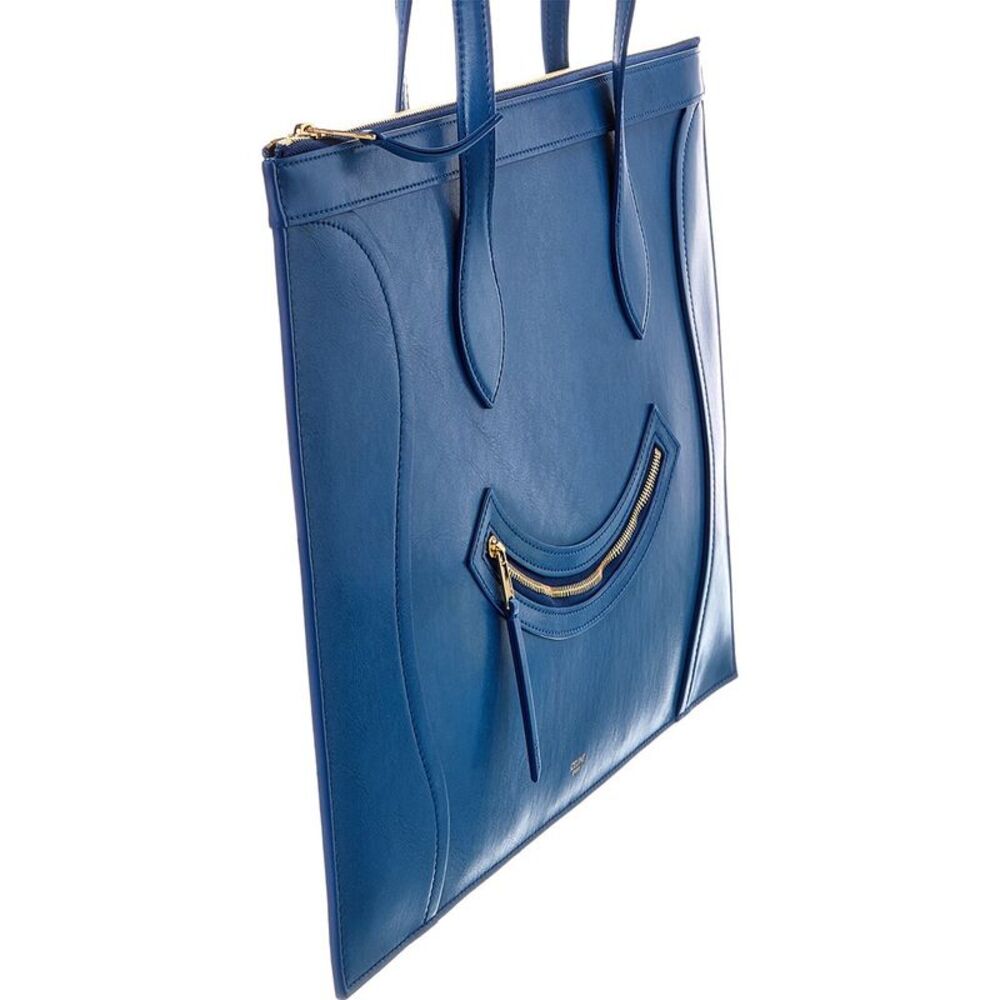Celine Leather Tote, Blue - Picture 3 of 4